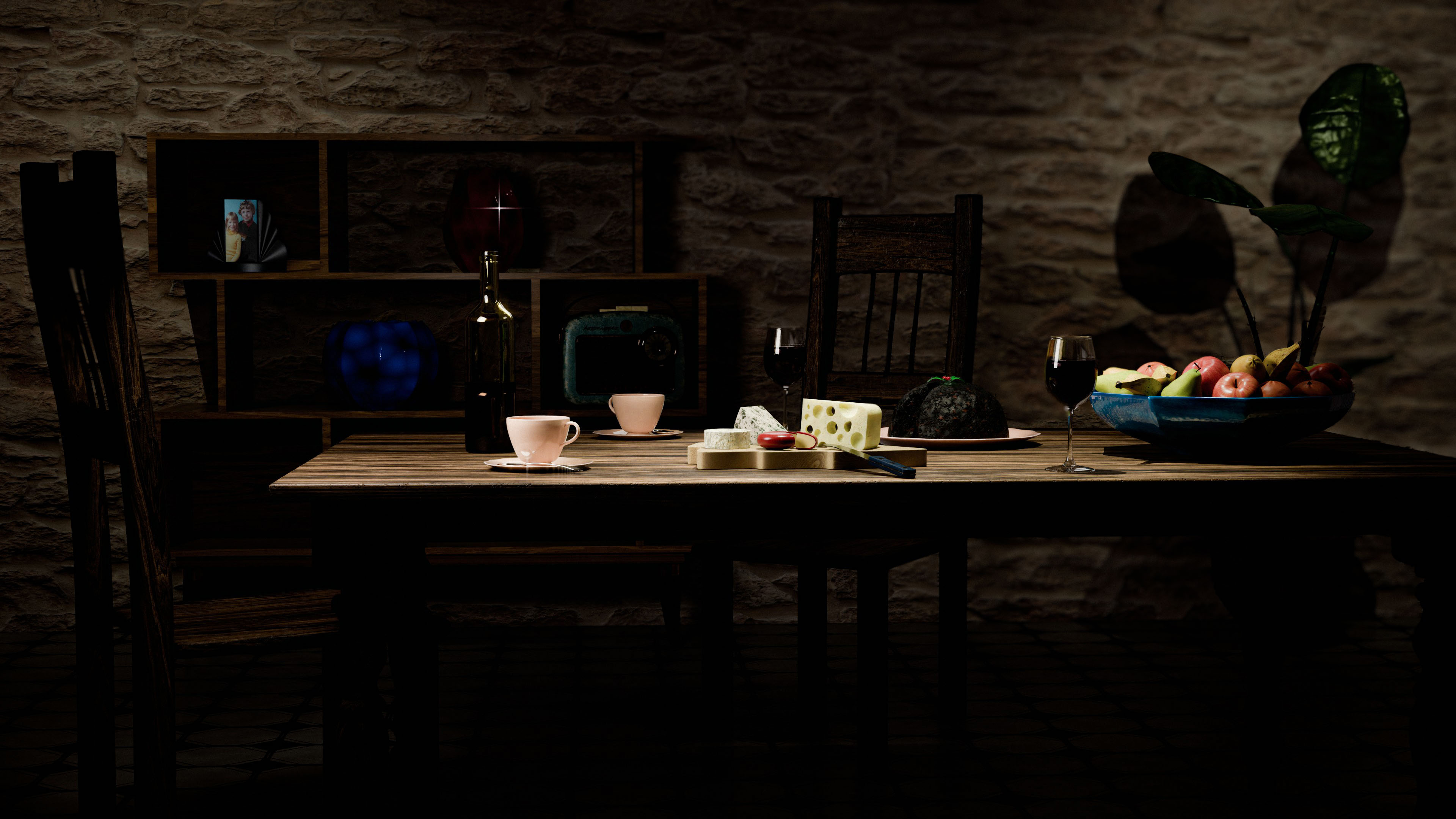 'A Fine Festive Feast' still-life render - designed, composed, and rendered by Jason Garth Edwards at www.jayargonaut.com