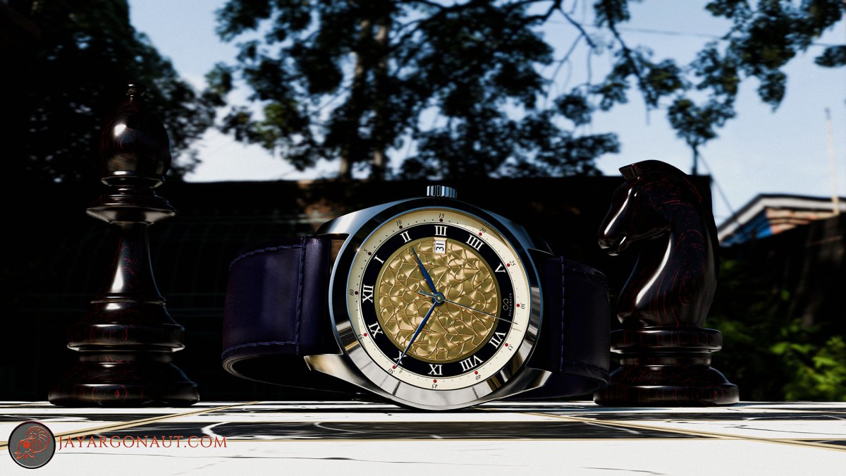 The Lindum watch designed by Jason Garth Edwards. A still-life display on Chess board with Chess pieces. All models are designed by Jason Garth Edwards - built, modelled, and rendered by Jason using Blender 4.0