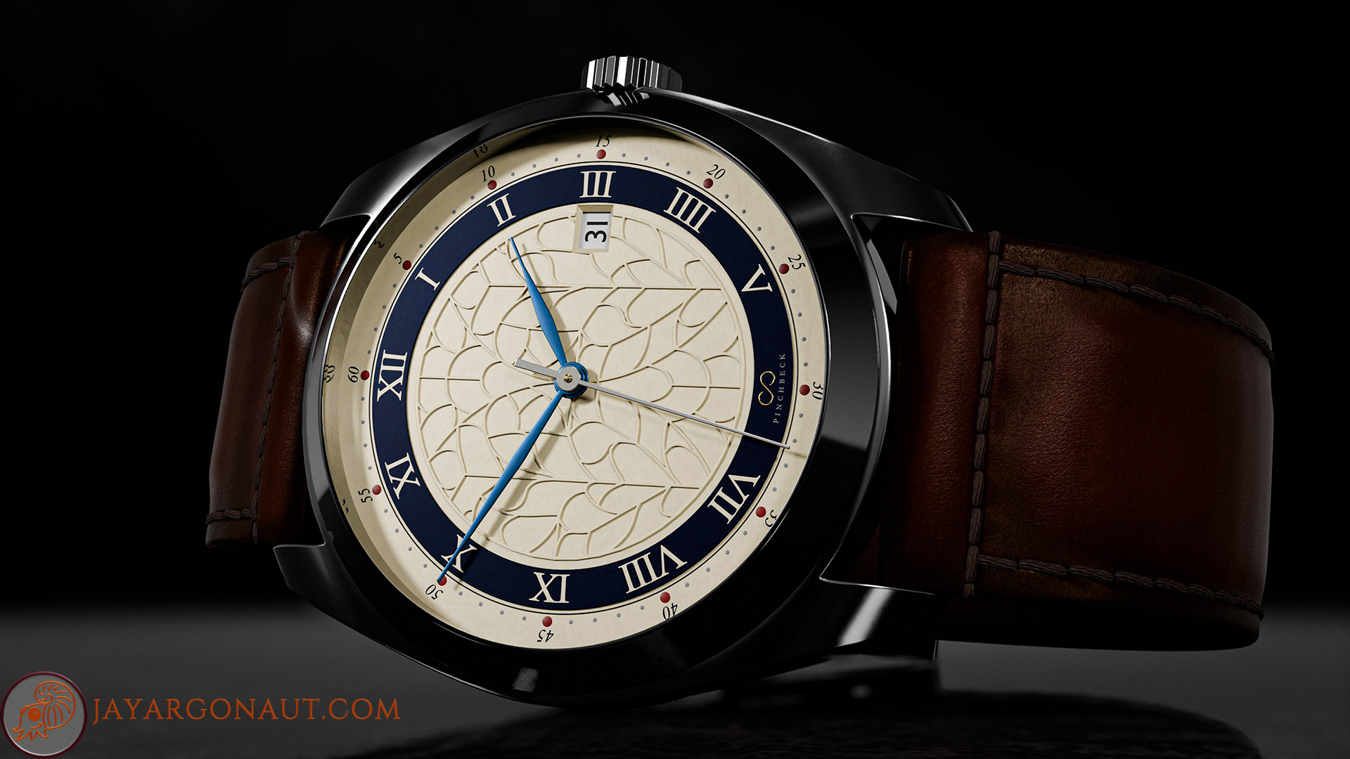 The Lindum watch designed and created for Harold Pinchbeck using Blender. Designed, modelled, and rendered by Jason Garth Edwards at www.jayargonaut.com