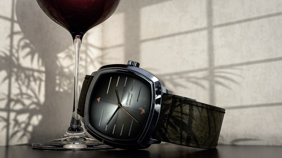 A 70s retro-futuristic styled concept wrist watch with square shaped dial. Designed & rendered by Jason Garth Edwards at www.jayargonaut.com